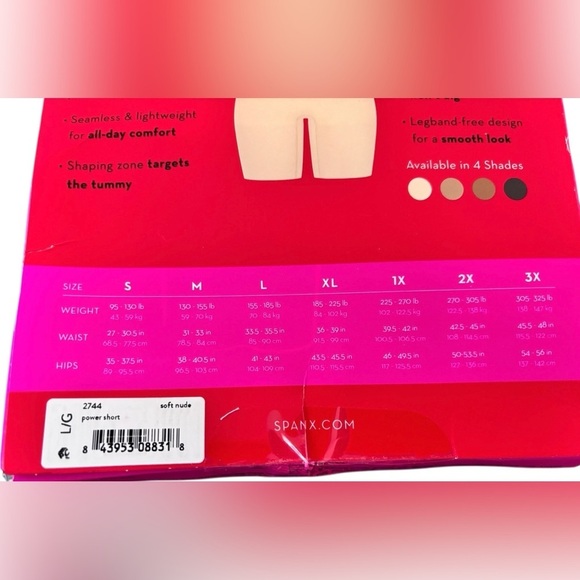 SPANX Seamless Power Mid-Thigh Short Sz L Lightweight All-Day Comfort Control - Picture 5 of 5